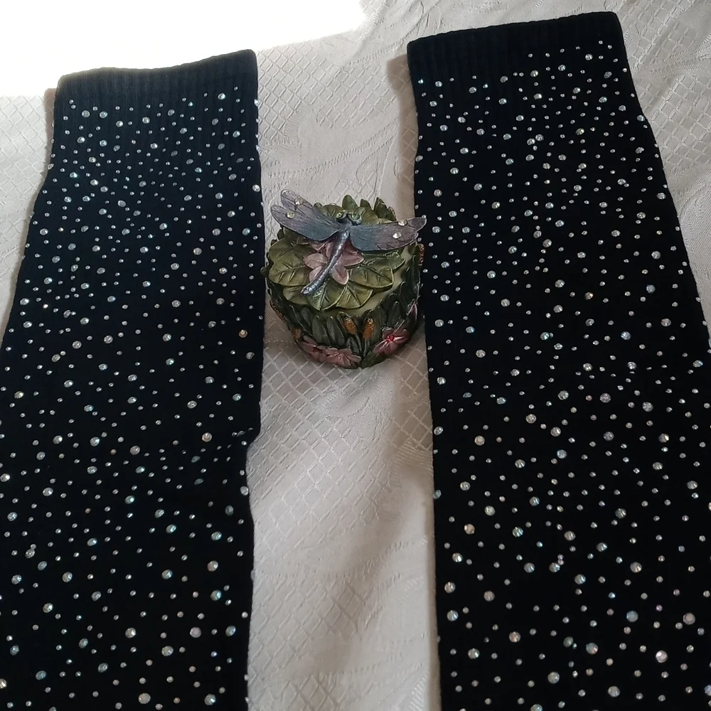 Black glitter socks in both sides sexy socks stretch